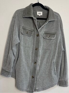 BKE Inside Out Burnout Button Down Shirt Jacket Shacket
